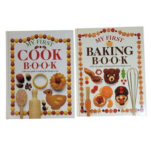 My First Baking Book 1991 Drew Cookbook 1989 Wilkes Set of 2 Vintage Hardcover
